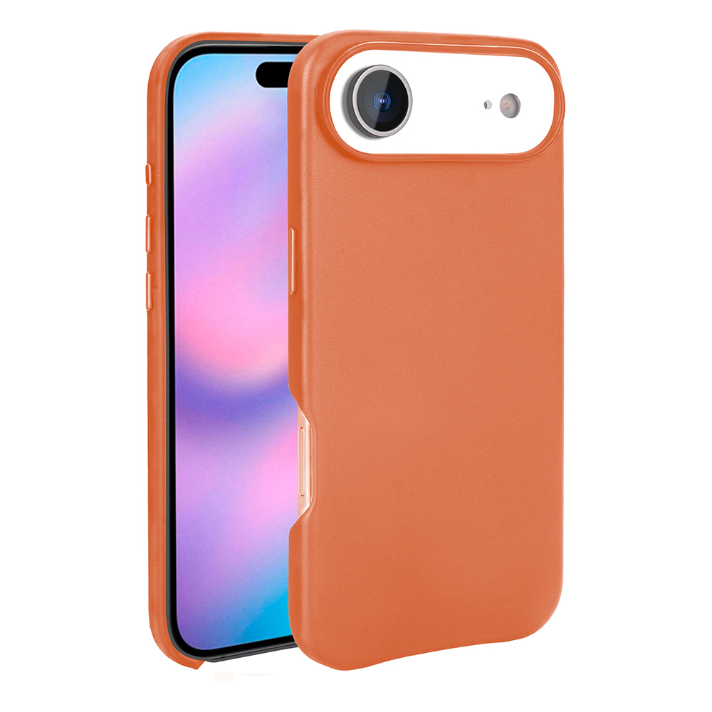 iPhone 17 Air Kılıf M-safe Şarj Özellikli PU Deri Görünümlü NXXA Kupra Kapak - Turuncu