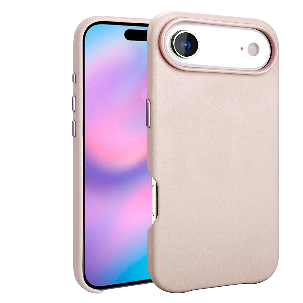 iPhone 17 Air Kılıf M-safe Şarj Özellikli PU Deri Görünümlü NXXA Kupra Kapak - Pembe