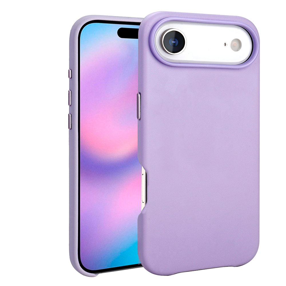 iPhone 17 Air Kılıf M-safe Şarj Özellikli PU Deri Görünümlü NXXA Kupra Kapak - Mor