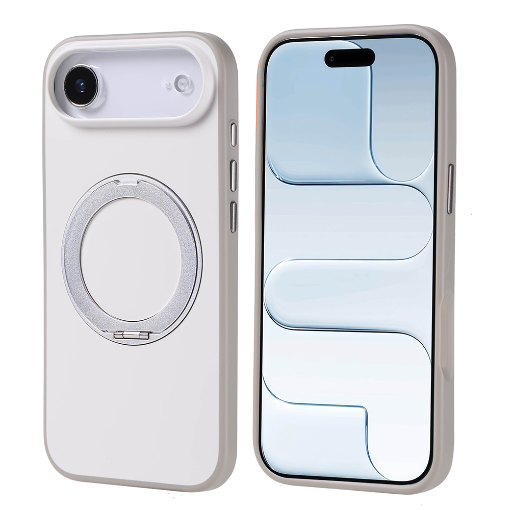 iPhone 17 Air Kılıf M-Safe Şarj Özellikli Standlı NXXA Proton Silikon Kapak - Gri