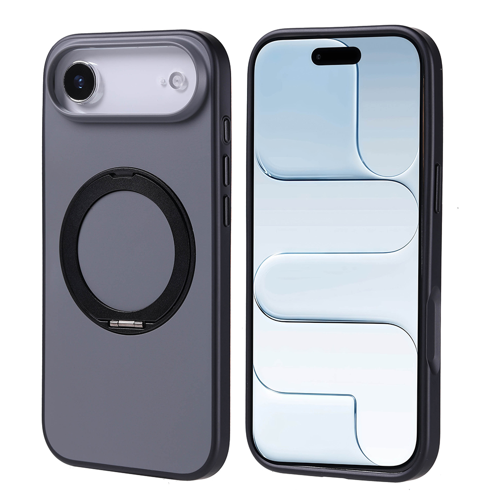 iPhone 17 Air Kılıf M-Safe Şarj Özellikli Standlı NXXA Proton Silikon Kapak - Siyah