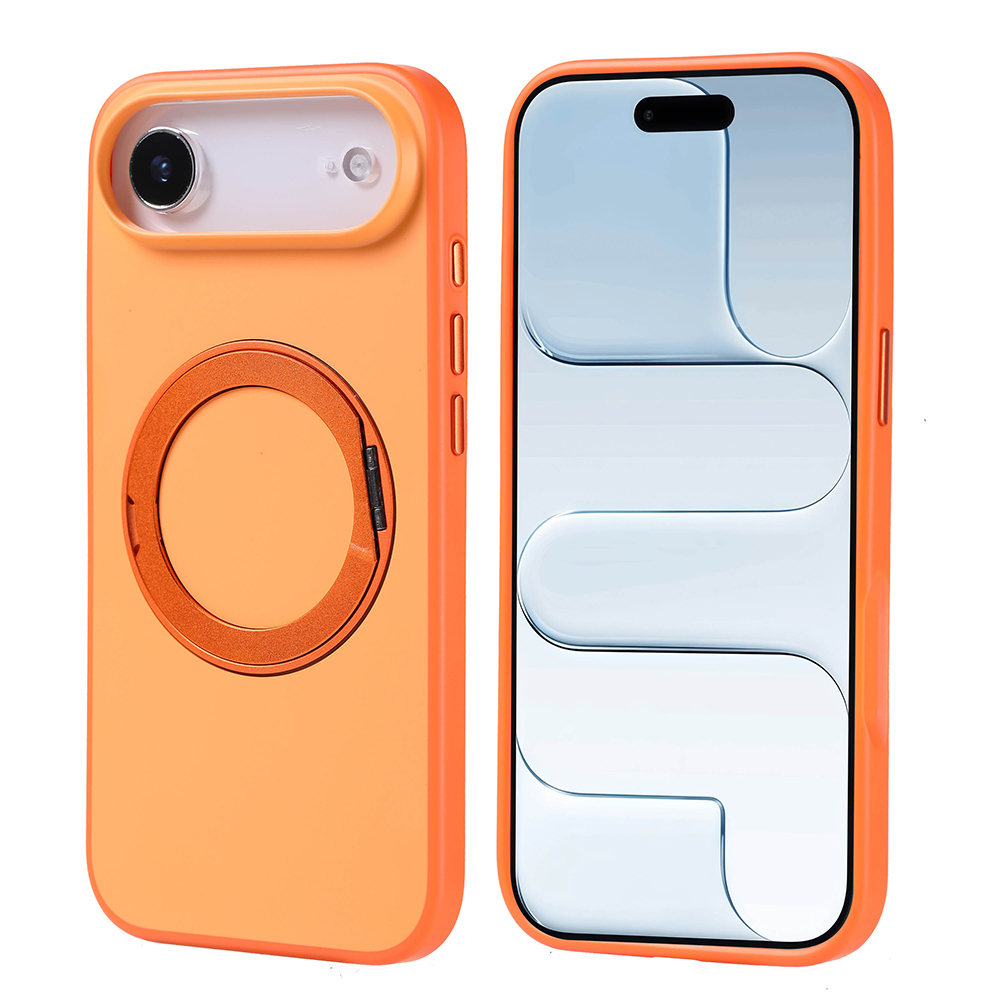 iPhone 17 Air Kılıf M-Safe Şarj Özellikli Standlı NXXA Proton Silikon Kapak - Turuncu