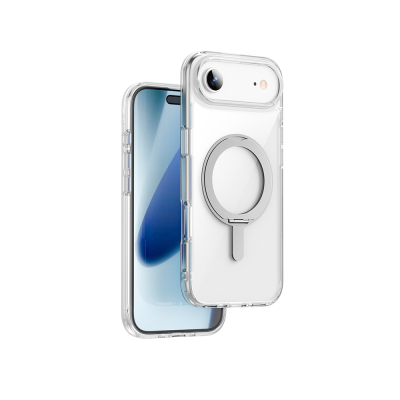 Apple iPhone 17 Air Kılıf M-safe Şarj Özellikli Wiwu MCC-201 iShield Ultra Serisi Standlı Crystal Sert PC Kapak - Wiwu