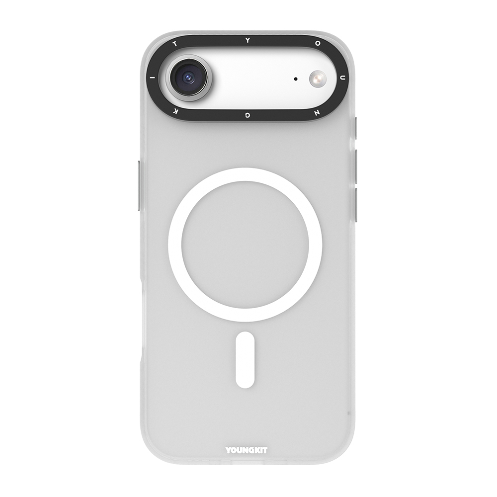 Apple iPhone 17 Air Kılıf M-safe Şarj Özellikli Youngkit Hidden Sand Serisi Kapak - Beyaz