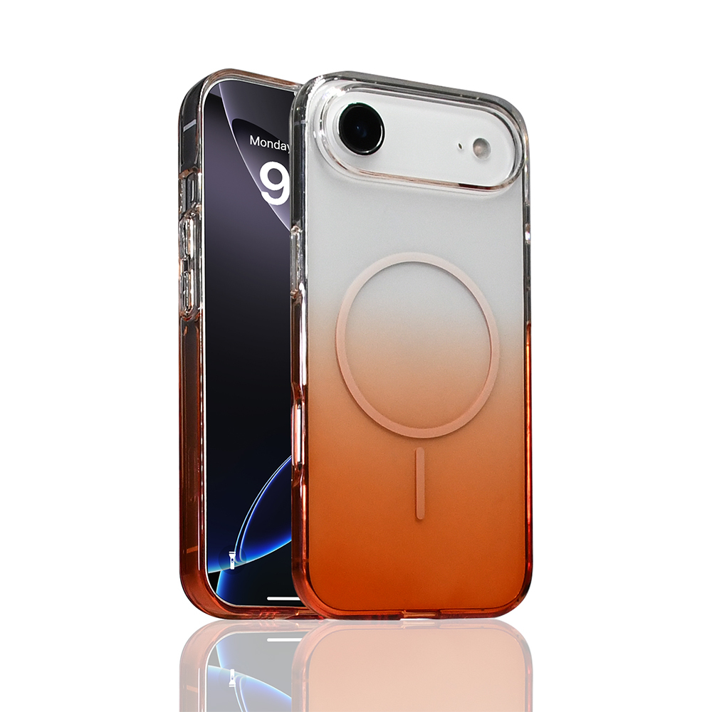 iPhone 17 Air Kılıf M-Safe Şarj Özellikli Zore Septik Silikon Kapak - Turuncu