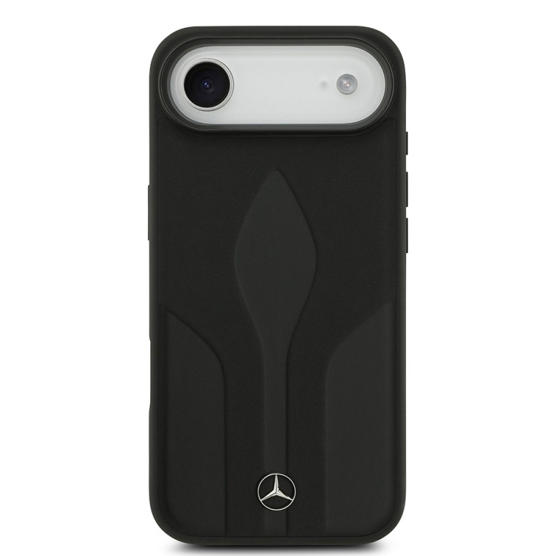 Apple iPhone 17 Air Kılıf Mercedes Benz Orjinal Lisanslı M-safe Şarj Özellikli Dokulu Desenli Deri Kapak - 5