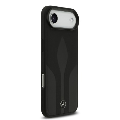 Apple iPhone 17 Air Kılıf Mercedes Benz Orjinal Lisanslı M-safe Şarj Özellikli Dokulu Desenli Deri Kapak - 6