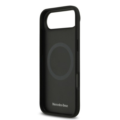 Apple iPhone 17 Air Kılıf Mercedes Benz Orjinal Lisanslı M-safe Şarj Özellikli Dokulu Desenli Deri Kapak - 9
