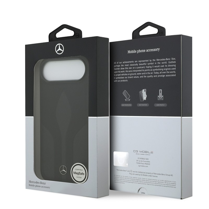 Apple iPhone 17 Air Kılıf Mercedes Benz Orjinal Lisanslı M-safe Şarj Özellikli Dokulu Desenli Deri Kapak - 10