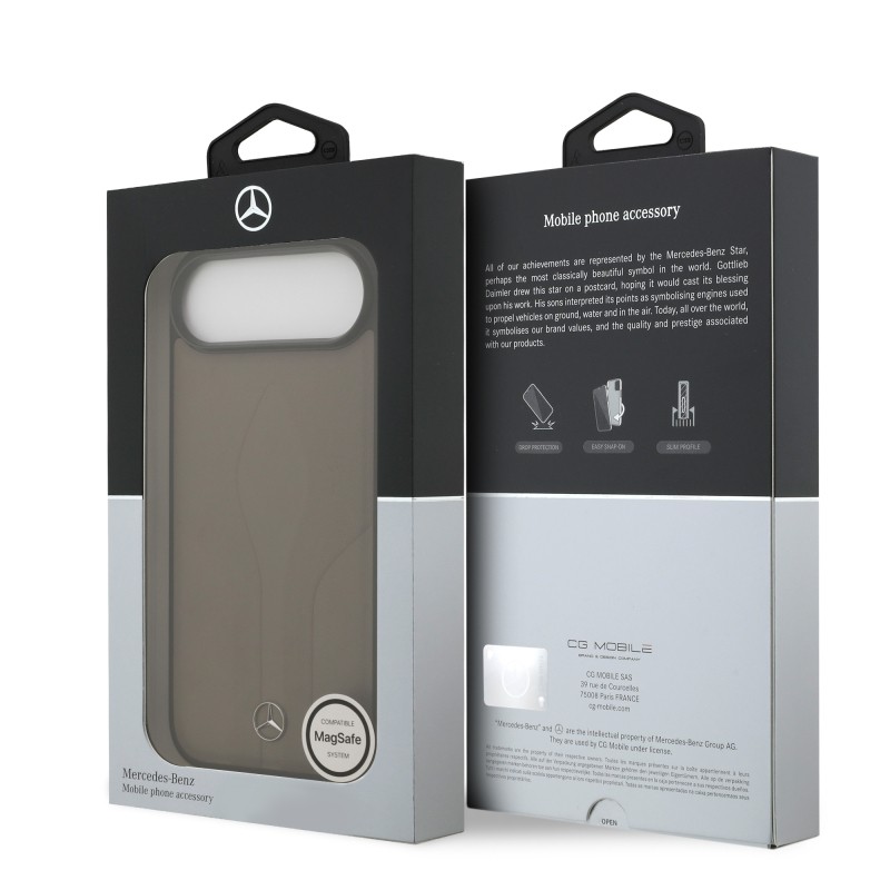 Apple iPhone 17 Air Kılıf Mercedes Benz Orjinal Lisanslı M-safe Şarj Özellikli Dokulu Desenli Deri Kapak - 17