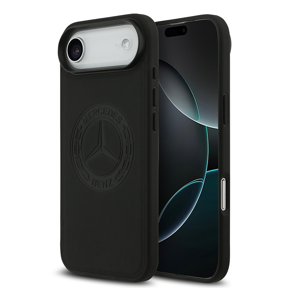 Apple iPhone 17 Air Kılıf Mercedes Benz Orjinal Lisanslı M-safe Şarj Özellikli Hakiki Deri Nostaljik Yıldız Dizayn Kapak - Siyah
