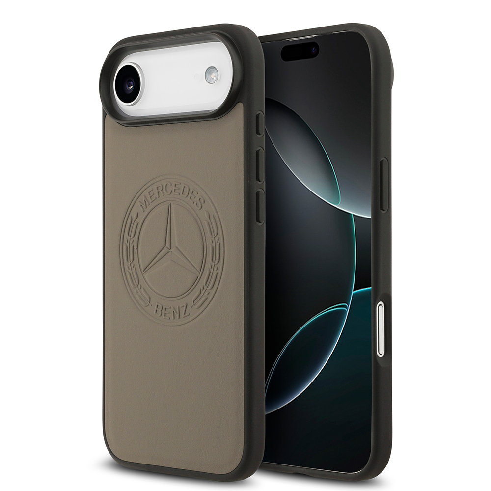 Apple iPhone 17 Air Kılıf Mercedes Benz Orjinal Lisanslı M-safe Şarj Özellikli Hakiki Deri Nostaljik Yıldız Dizayn Kapak - Kahverengi
