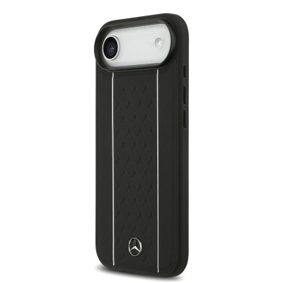 Apple iPhone 17 Air Kılıf Mercedes Benz Orjinal Lisanslı M-safe Şarj Özellikli Şeritli Yıldız Desenli Metal Logolu Deri Kapak - 4