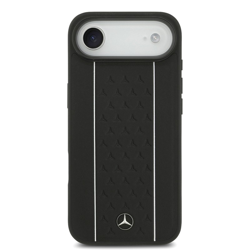 Apple iPhone 17 Air Kılıf Mercedes Benz Orjinal Lisanslı M-safe Şarj Özellikli Şeritli Yıldız Desenli Metal Logolu Deri Kapak - 5