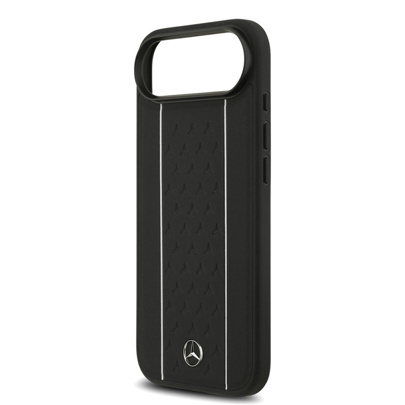 Apple iPhone 17 Air Kılıf Mercedes Benz Orjinal Lisanslı M-safe Şarj Özellikli Şeritli Yıldız Desenli Metal Logolu Deri Kapak - 8