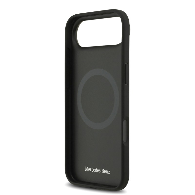 Apple iPhone 17 Air Kılıf Mercedes Benz Orjinal Lisanslı M-safe Şarj Özellikli Şeritli Yıldız Desenli Metal Logolu Deri Kapak - 9
