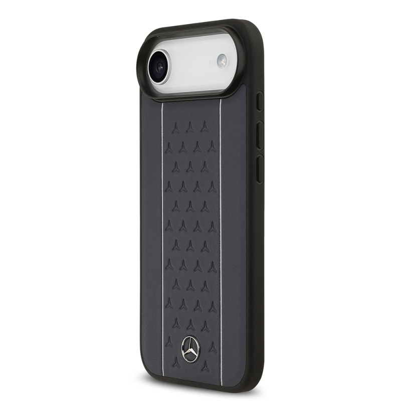 Apple iPhone 17 Air Kılıf Mercedes Benz Orjinal Lisanslı M-safe Şarj Özellikli Şeritli Yıldız Desenli Metal Logolu Deri Kapak - 11