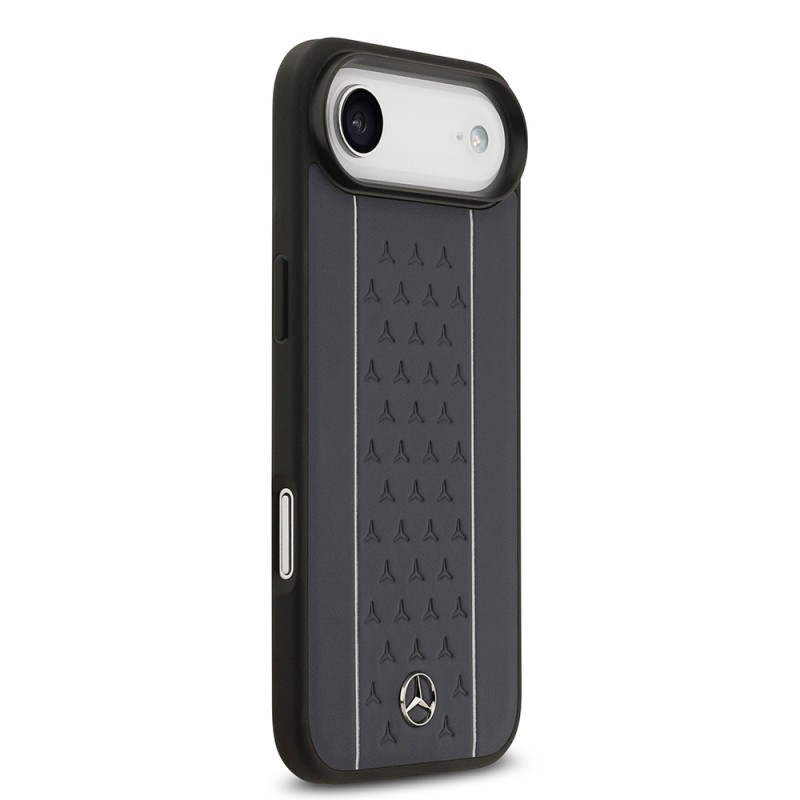 Apple iPhone 17 Air Kılıf Mercedes Benz Orjinal Lisanslı M-safe Şarj Özellikli Şeritli Yıldız Desenli Metal Logolu Deri Kapak - 13