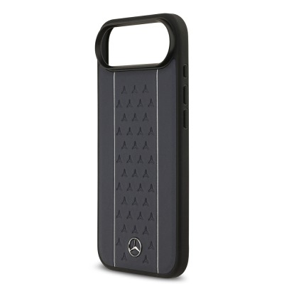 Apple iPhone 17 Air Kılıf Mercedes Benz Orjinal Lisanslı M-safe Şarj Özellikli Şeritli Yıldız Desenli Metal Logolu Deri Kapak - 15