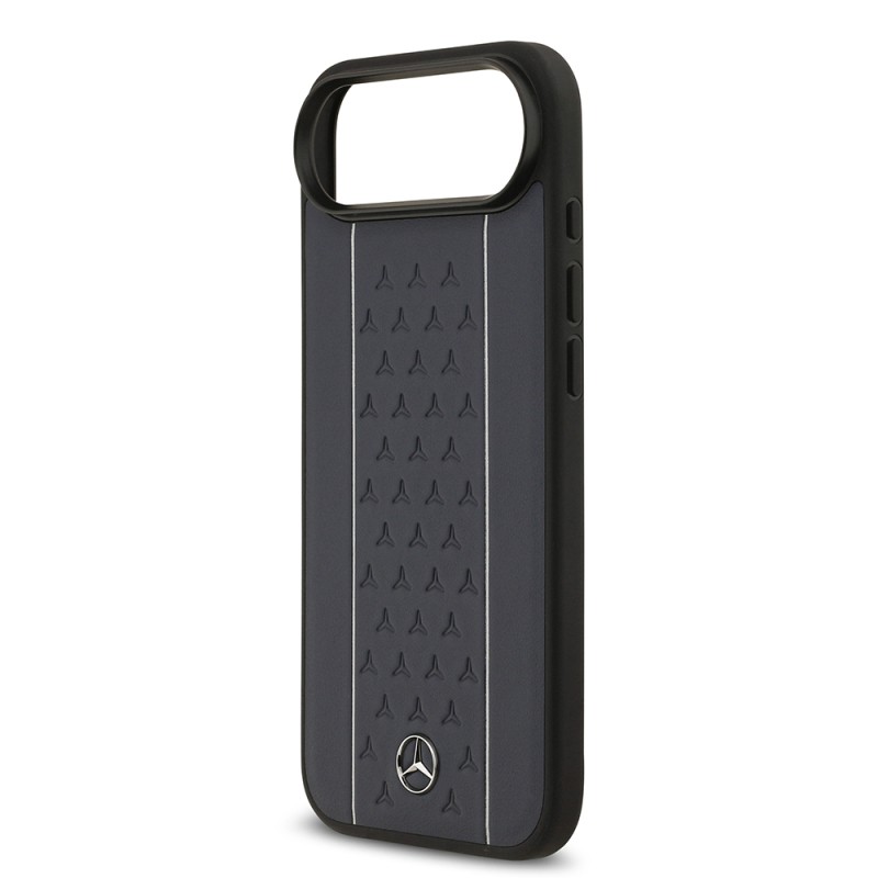 Apple iPhone 17 Air Kılıf Mercedes Benz Orjinal Lisanslı M-safe Şarj Özellikli Şeritli Yıldız Desenli Metal Logolu Deri Kapak - 15