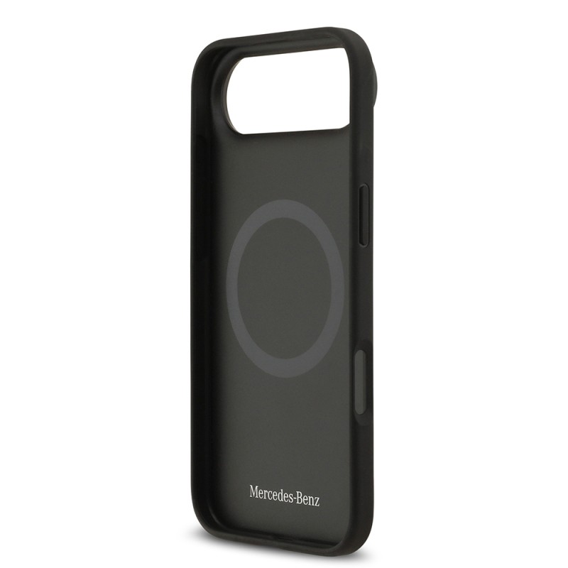 Apple iPhone 17 Air Kılıf Mercedes Benz Orjinal Lisanslı M-safe Şarj Özellikli Şeritli Yıldız Desenli Metal Logolu Deri Kapak - 16