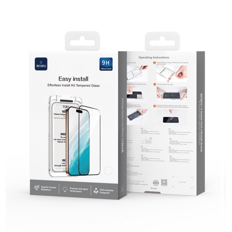 Apple iPhone 17 Air Wiwu SQ-008 Oleophobic Easy Install Impact Resistant Tempered Glass Screen Protector + Easy Application Tool - 6