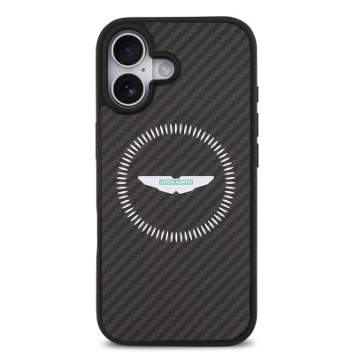 Apple iPhone 17 Case Aston Martin Original Licensed Carbon Fiber Cover M-Safe Charging Feature - 4