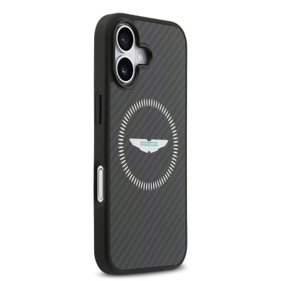 Apple iPhone 17 Case Aston Martin Original Licensed Carbon Fiber Cover M-Safe Charging Feature - 5