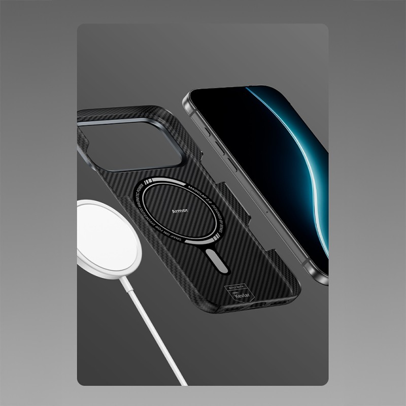 Apple iPhone 17 Case Benks M-safe Charging Feature Metal Camera Frame Magnetic ArmorAir 600D Kevlar Fiber Cover - 5