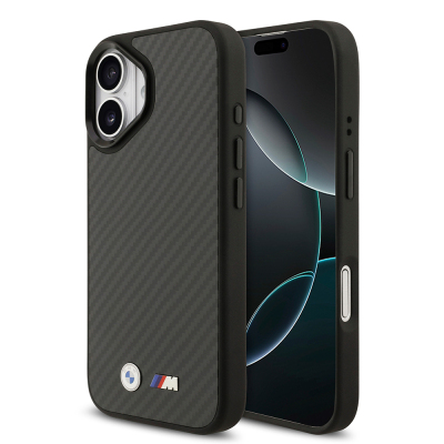 Apple iPhone 17 Case BMW Original Licensed M-Safe Charging Feature Carbon Fiber Metal Logo Cover - BMW