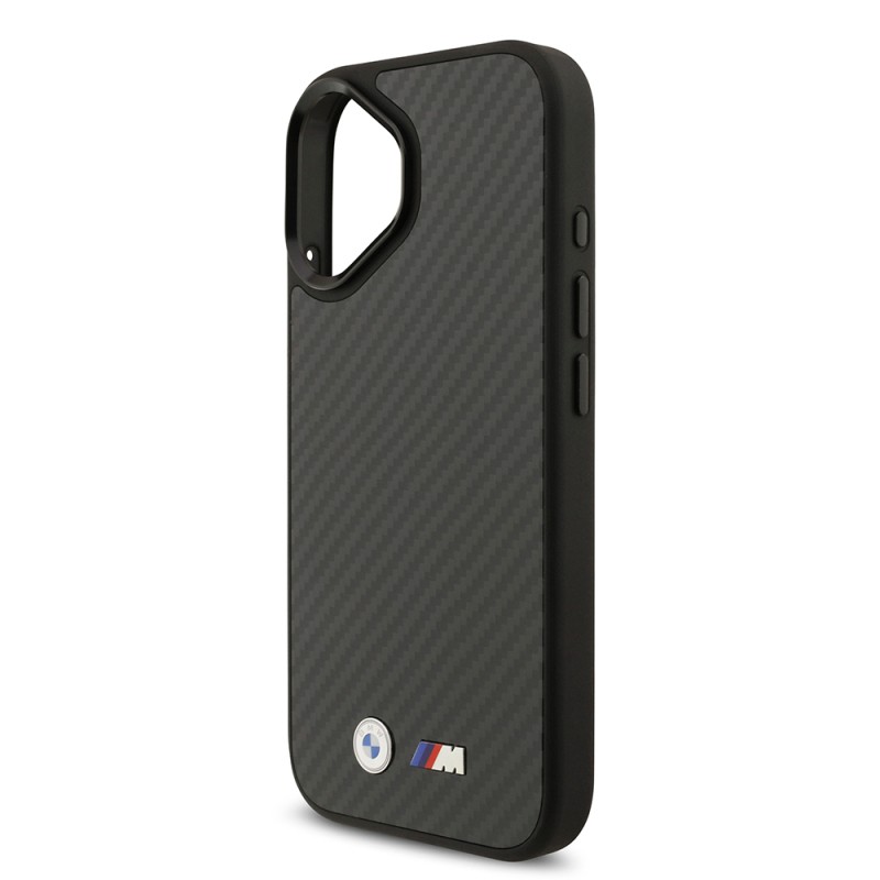 Apple iPhone 17 Case BMW Original Licensed M-Safe Charging Feature Carbon Fiber Metal Logo Cover - 7
