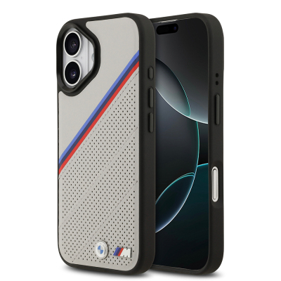 Apple iPhone 17 Case BMW Original Licensed M-Safe Charging Feature M Logo Three Stripe Perforated Leather Cover - BMW