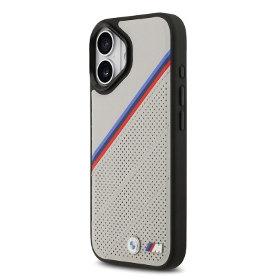 Apple iPhone 17 Case BMW Original Licensed M-Safe Charging Feature M Logo Three Stripe Perforated Leather Cover - 4