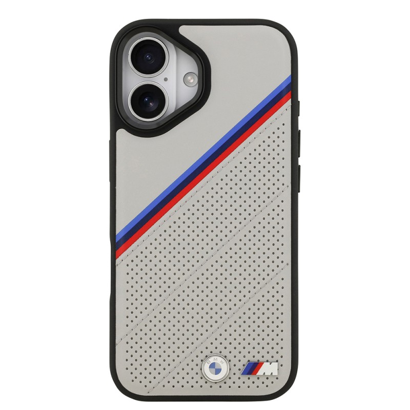 Apple iPhone 17 Case BMW Original Licensed M-Safe Charging Feature M Logo Three Stripe Perforated Leather Cover - 5