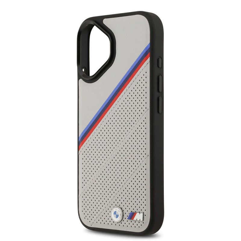 Apple iPhone 17 Case BMW Original Licensed M-Safe Charging Feature M Logo Three Stripe Perforated Leather Cover - 8