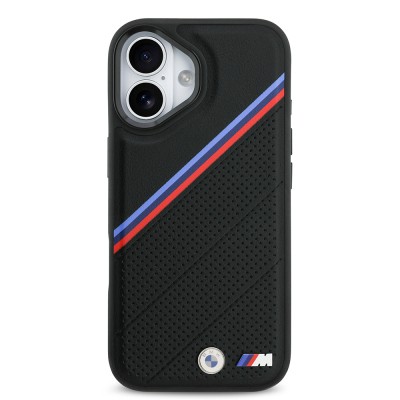Apple iPhone 17 Case BMW Original Licensed M-Safe Charging Feature M Logo Three Stripe Perforated Leather Cover - 11