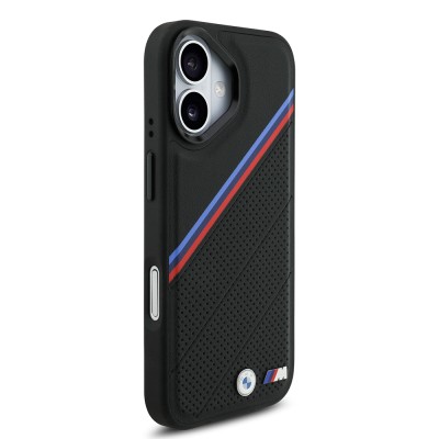 Apple iPhone 17 Case BMW Original Licensed M-Safe Charging Feature M Logo Three Stripe Perforated Leather Cover - 12