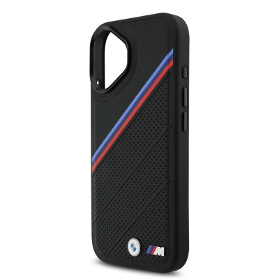 Apple iPhone 17 Case BMW Original Licensed M-Safe Charging Feature M Logo Three Stripe Perforated Leather Cover - 14