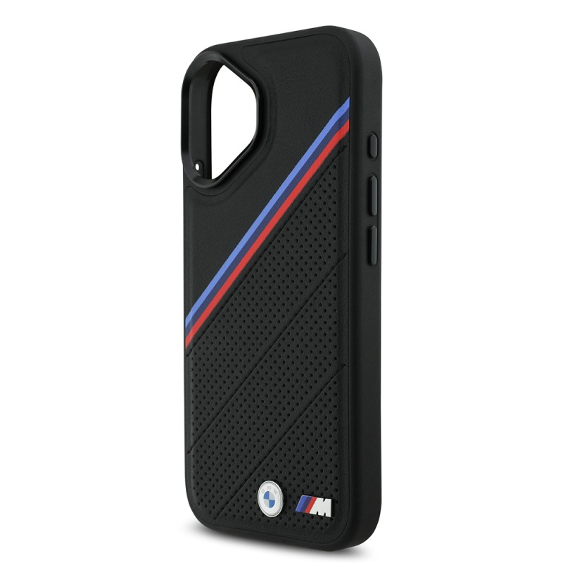 Apple iPhone 17 Case BMW Original Licensed M-Safe Charging Feature M Logo Three Stripe Perforated Leather Cover - 14