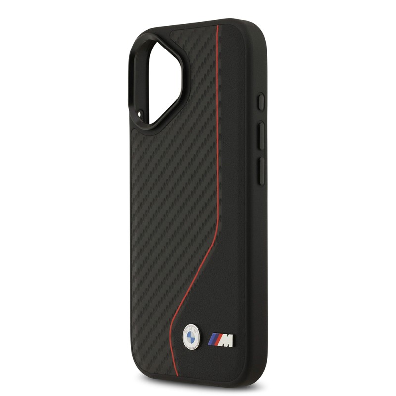 Apple iPhone 17 Case BMW Original Licensed M-Safe Charging Feature Metal BMW and M Logo PU Carbon Design Cover - 5