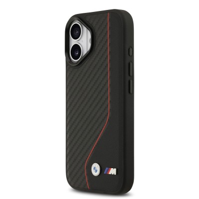 Apple iPhone 17 Case BMW Original Licensed M-Safe Charging Feature Metal BMW and M Logo PU Carbon Design Cover - 7