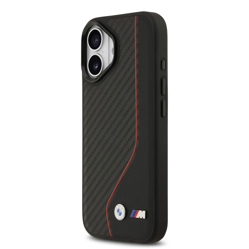 Apple iPhone 17 Case BMW Original Licensed M-Safe Charging Feature Metal BMW and M Logo PU Carbon Design Cover - 7
