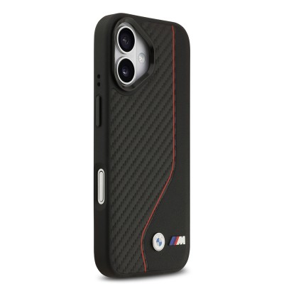 Apple iPhone 17 Case BMW Original Licensed M-Safe Charging Feature Metal BMW and M Logo PU Carbon Design Cover - 9