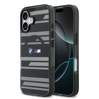 Apple iPhone 17 Case BMW Original Licensed M-Safe Charging Feature Metal Camera Button Horizontal Stripe M Design Cover - BMW