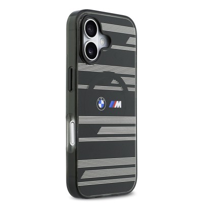 Apple iPhone 17 Case BMW Original Licensed M-Safe Charging Feature Metal Camera Button Horizontal Stripe M Design Cover - 6