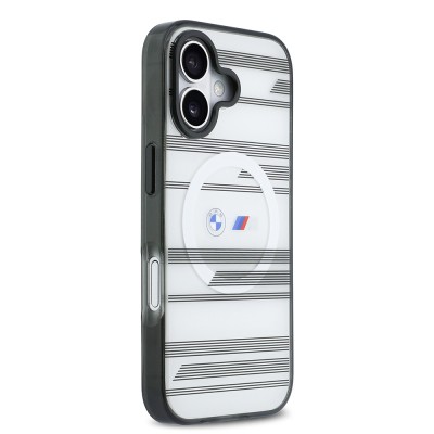 Apple iPhone 17 Case BMW Original Licensed M-Safe Charging Feature Metal Camera Button Horizontal Stripe M Design Cover - 13