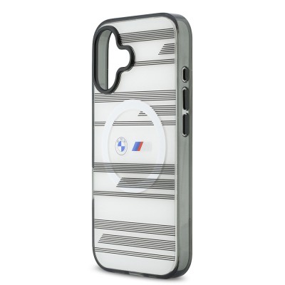 Apple iPhone 17 Case BMW Original Licensed M-Safe Charging Feature Metal Camera Button Horizontal Stripe M Design Cover - 15