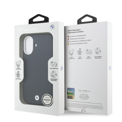 Apple iPhone 17 Case BMW Original Licensed M-Safe Charging Feature Metal Logo Full Cover Leather Cover - 17