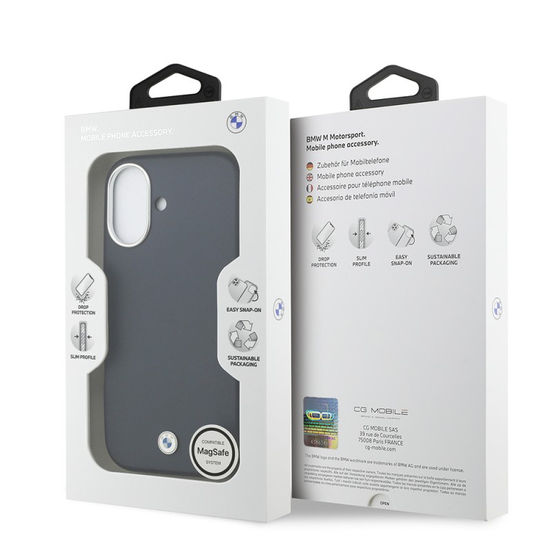 Apple iPhone 17 Case BMW Original Licensed M-Safe Charging Feature Metal Logo Full Cover Leather Cover - 17
