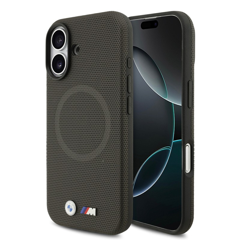 Apple iPhone 17 Case BMW Original Licensed M-Safe Charging Feature Metal Logo Perforated M Design Leather Cover - 1